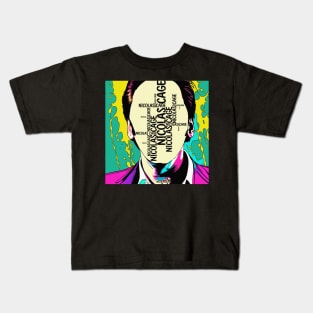 Nicolas Cage stolen face vector art fan works graphic design by ironpalette Kids T-Shirt